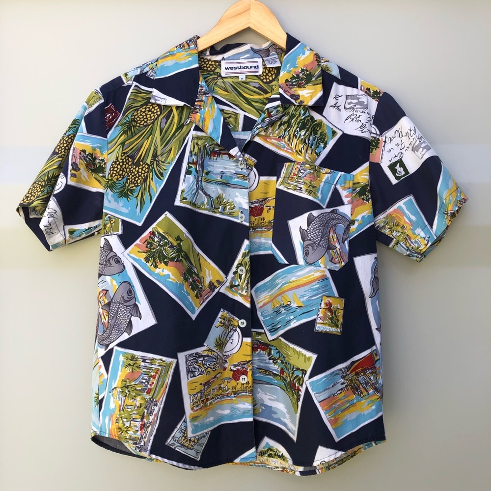 WESTBOUND Aruba short sleeve beach shirt M
